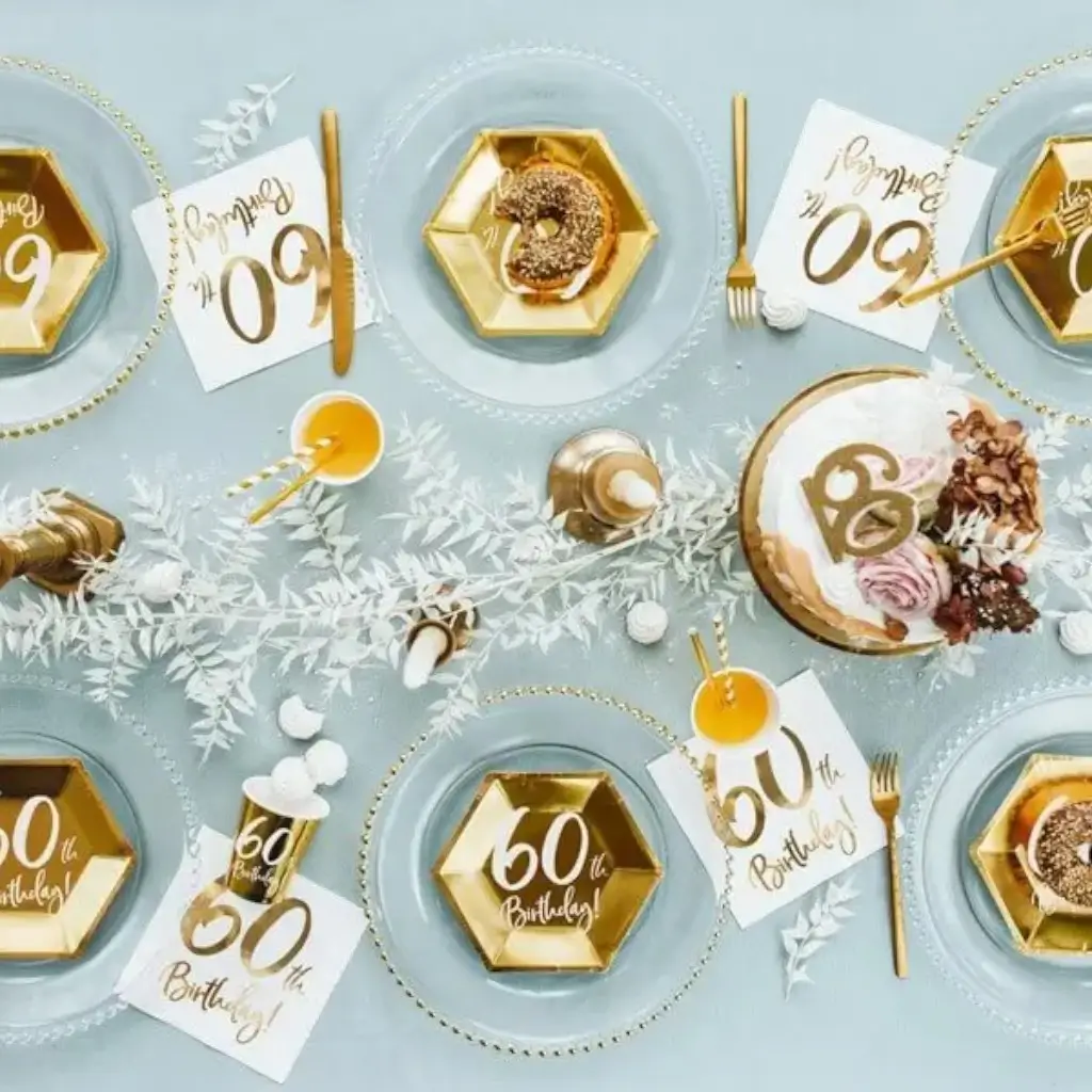 Lot de 6 gobelets or  60  ans 
