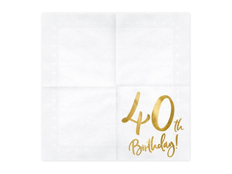 Serviette en papier 40th Birthday (Lot de 20)