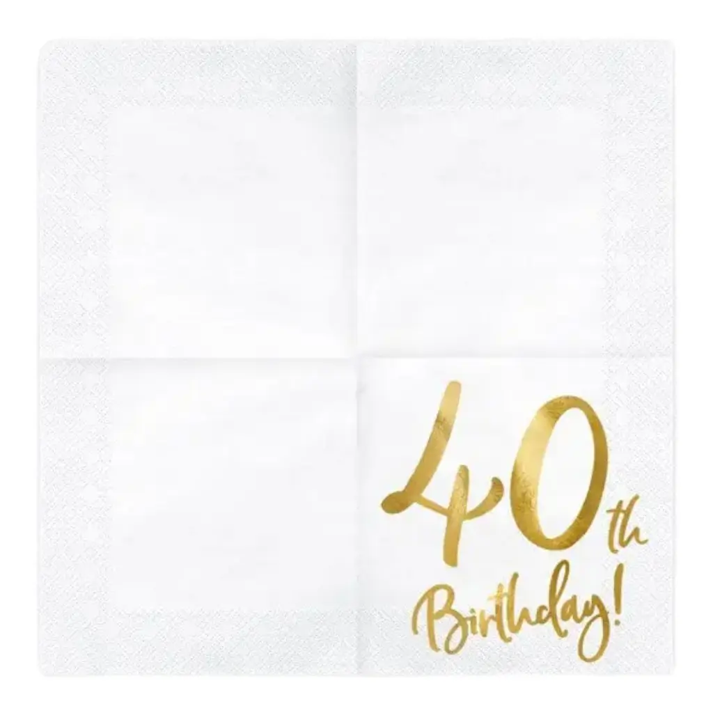 Serviette en papier 40th Birthday (Lot de 20)