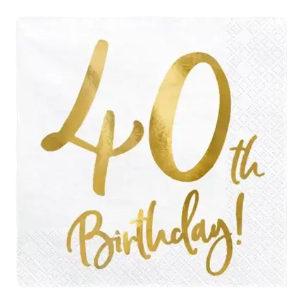 Serviette en papier 40th Birthday (Lot de 20)