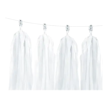 Guirlande tassel blanche 12 pompons 