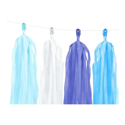 Guirlande tassel bleu 12 pompons 