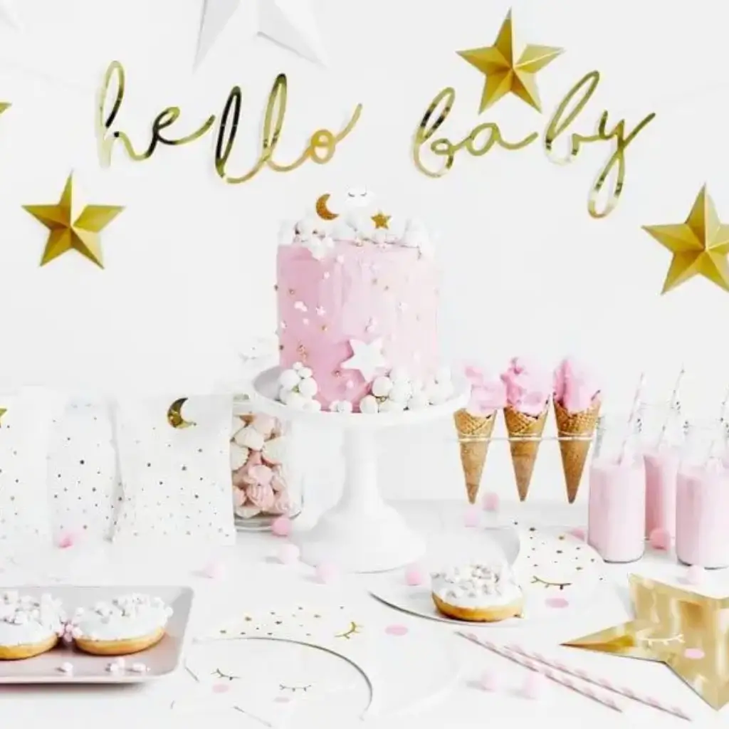 Guirlande en papier en or Hello Baby 