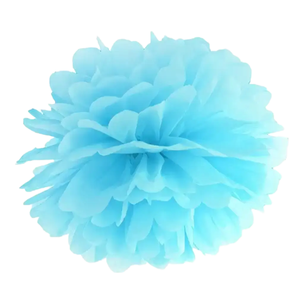 Pompon en papier bleu clair 25cm 