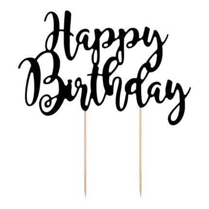 Décoration pour gâteau Happy Birthday noir