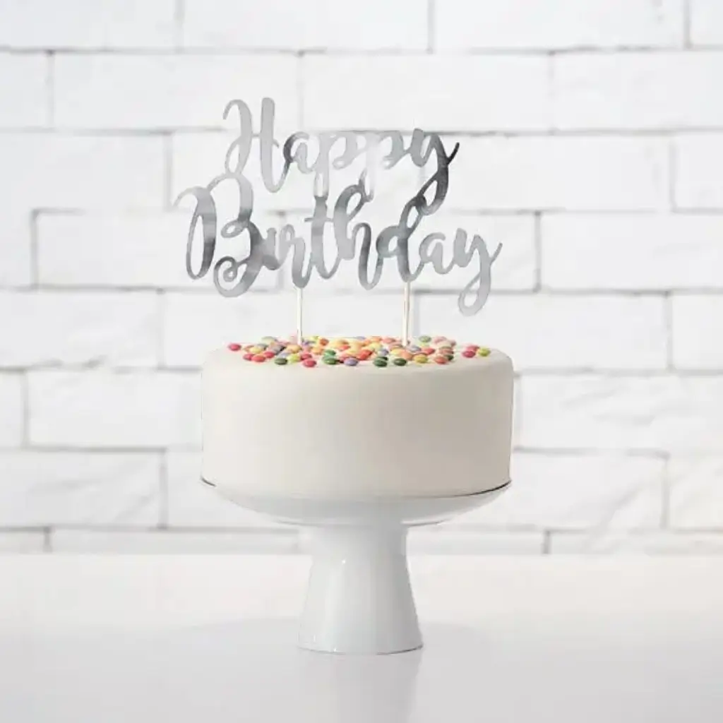 Buon compleanno decorazione torta d'argento - Sparklers Club