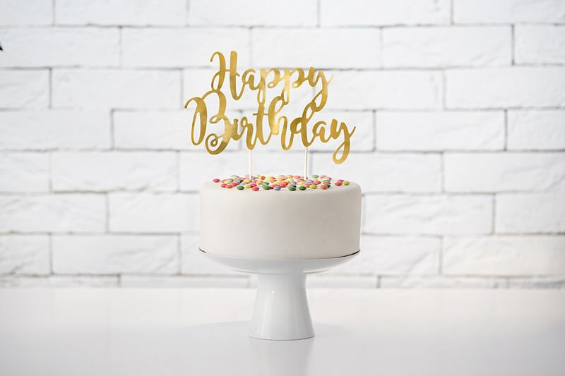 Décoration pour gâteau Happy Birthday or