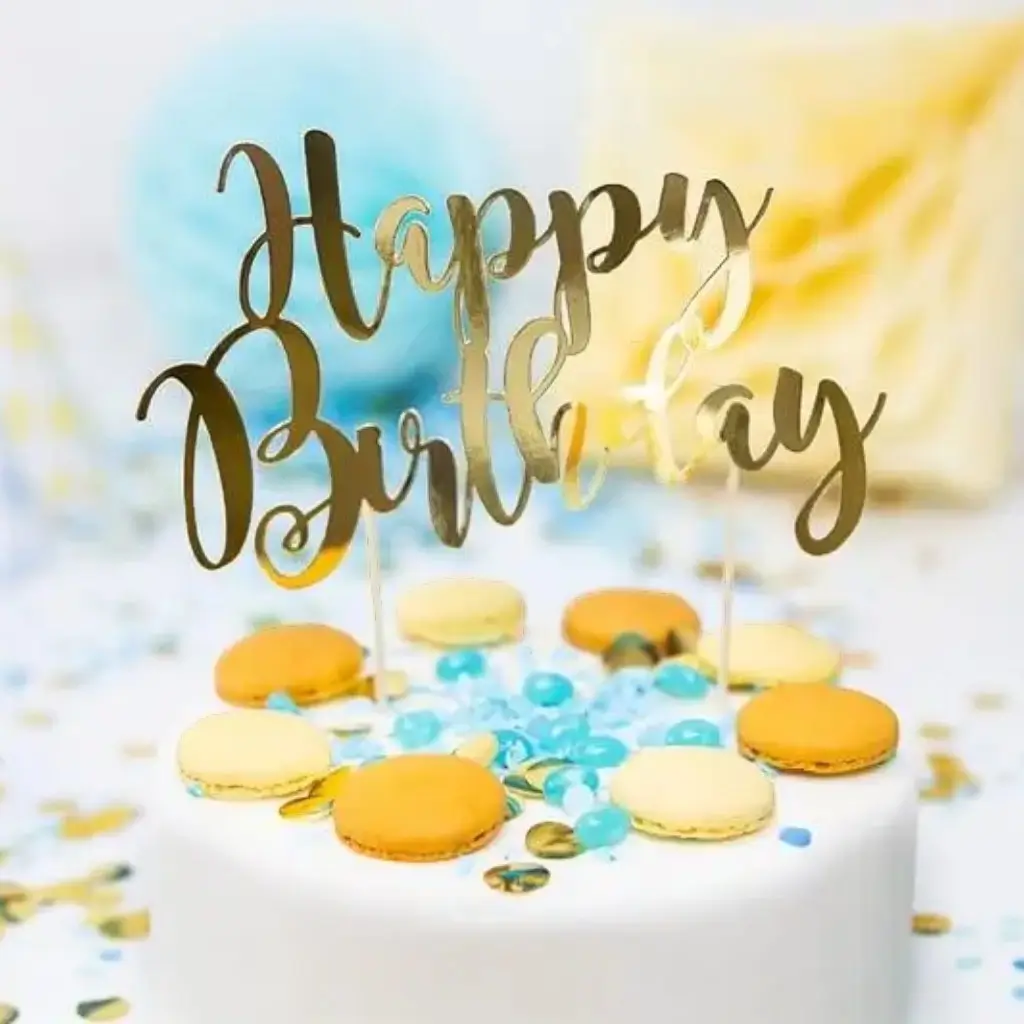 Décoration pour gâteau Happy Birthday or