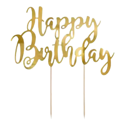Décoration pour gâteau Happy Birthday or
