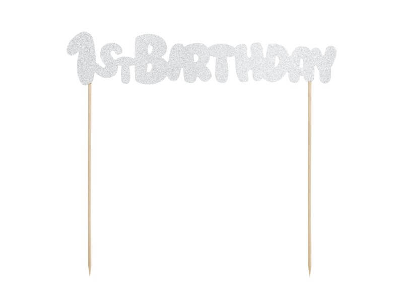 Décoration pour gâteau 1st Birthday argent pailleté