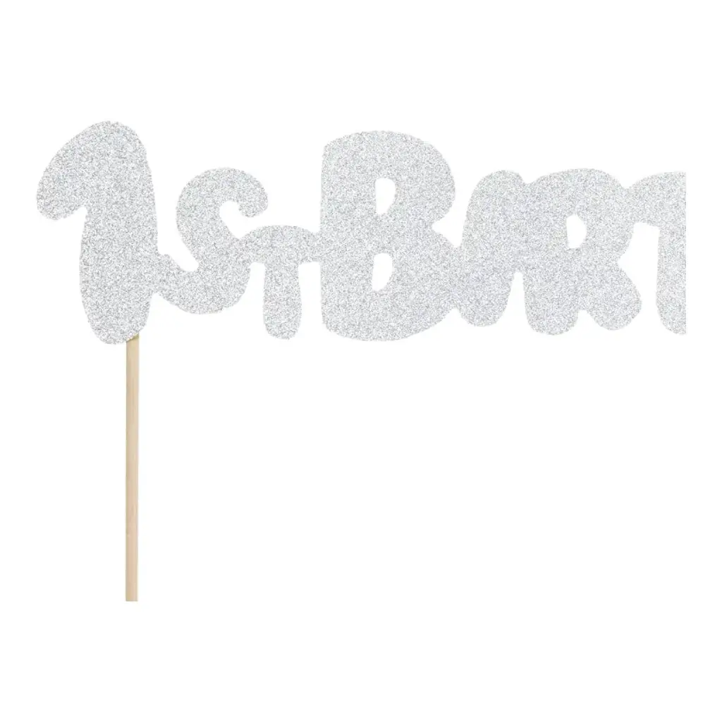 Décoration pour gâteau 1st Birthday argent pailleté