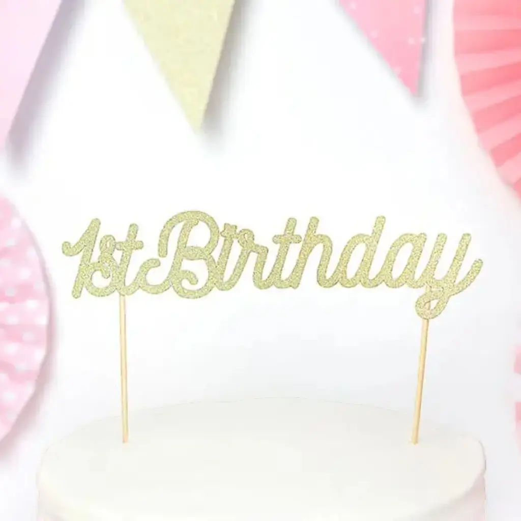 Décoration pour gâteau 1st Birthday or pailleté