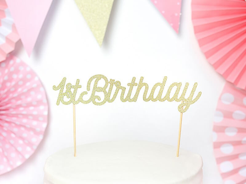 Décoration pour gâteau 1st Birthday or pailleté