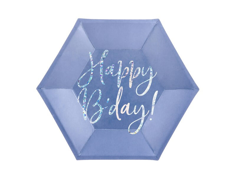 Assiette en papier bleu Happy Birthday (Lot de 6) 
