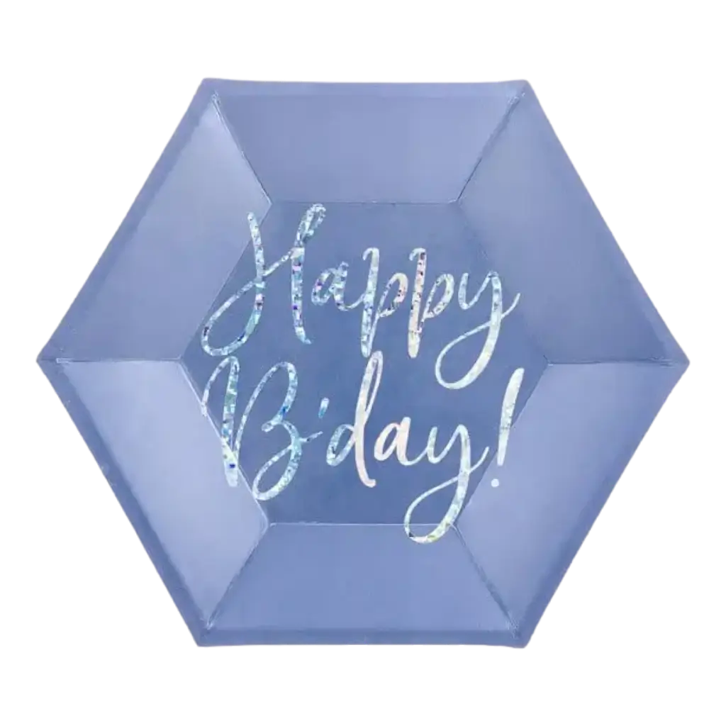 Assiette en papier bleu Happy Birthday (Lot de 6) 