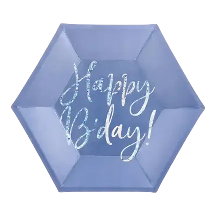 Assiette en papier bleu Happy Birthday (Lot de 6)