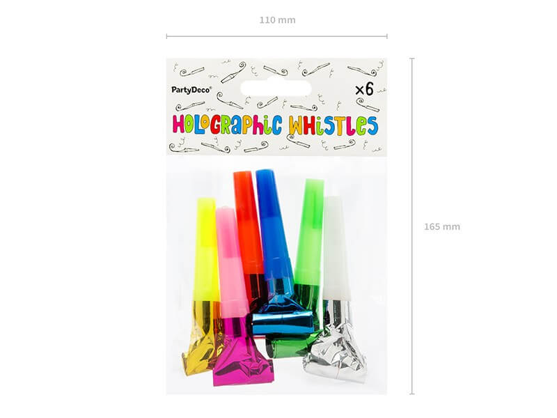 Lot de 6 Sifflets Sans Gêne Multicolores