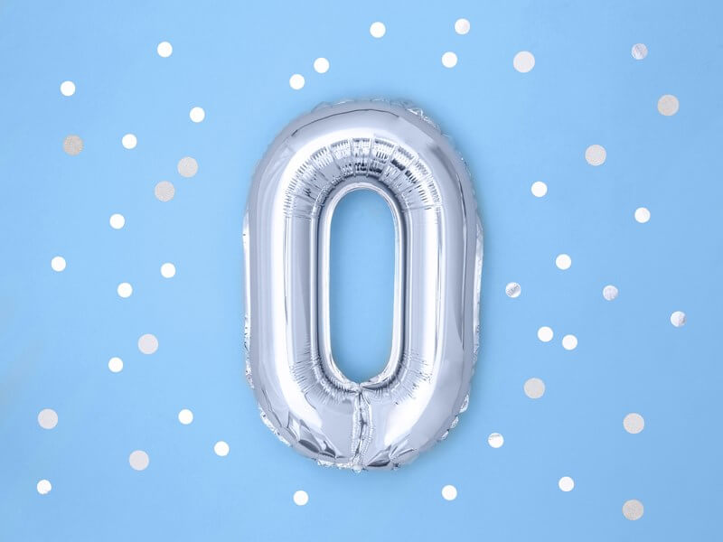 Ballon anniversaire chiffre 0 Argent 35cm 