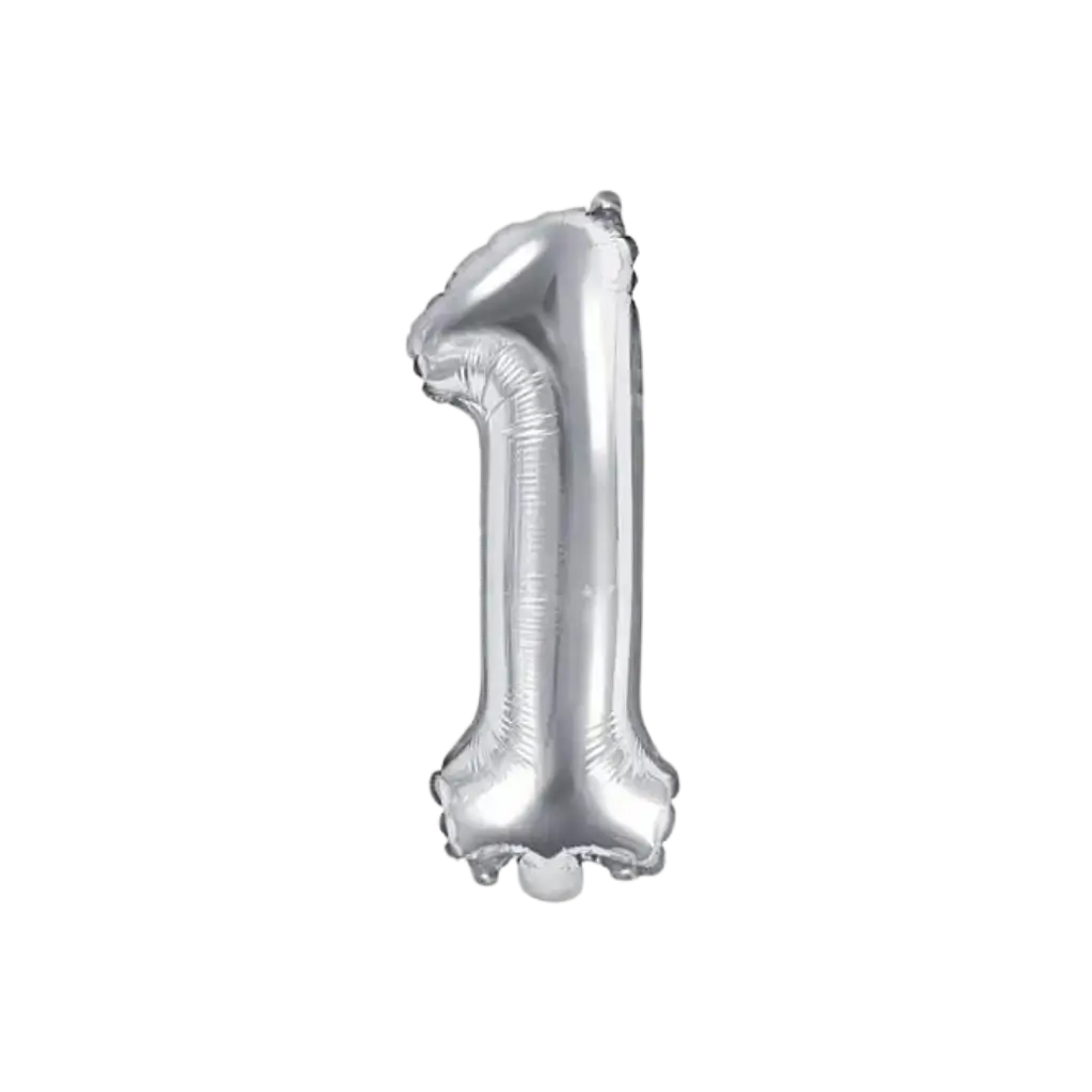 Ballon Anniversaire Chiffre 1 Argent 35cm 