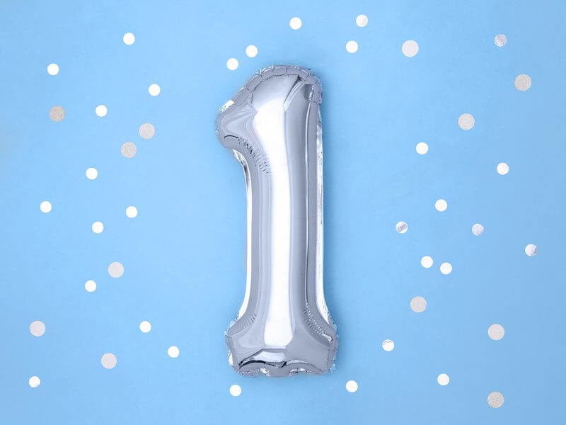 Ballon Anniversaire Chiffre 1 Argent 35cm 