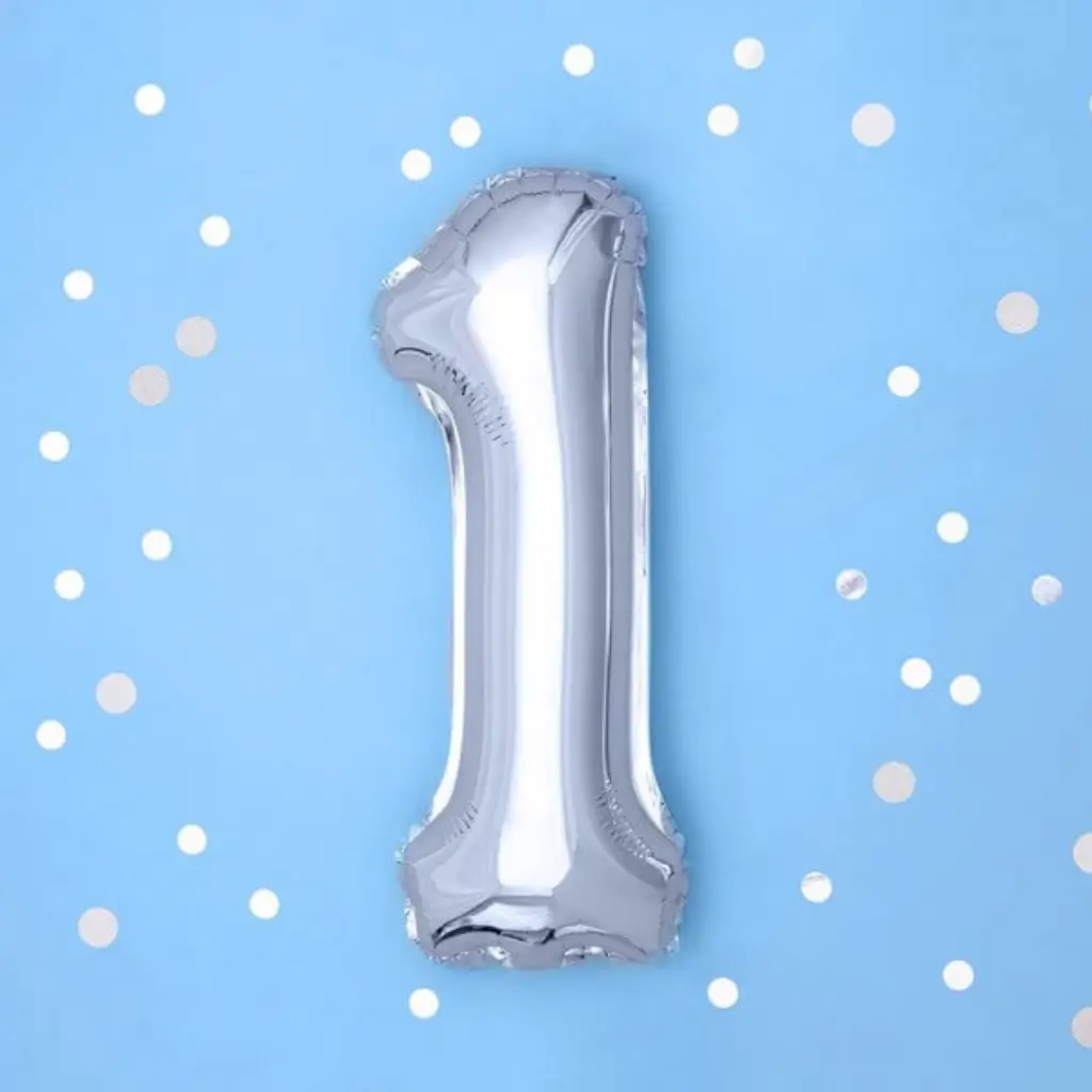 Ballon Anniversaire Chiffre 1 Argent 35cm 