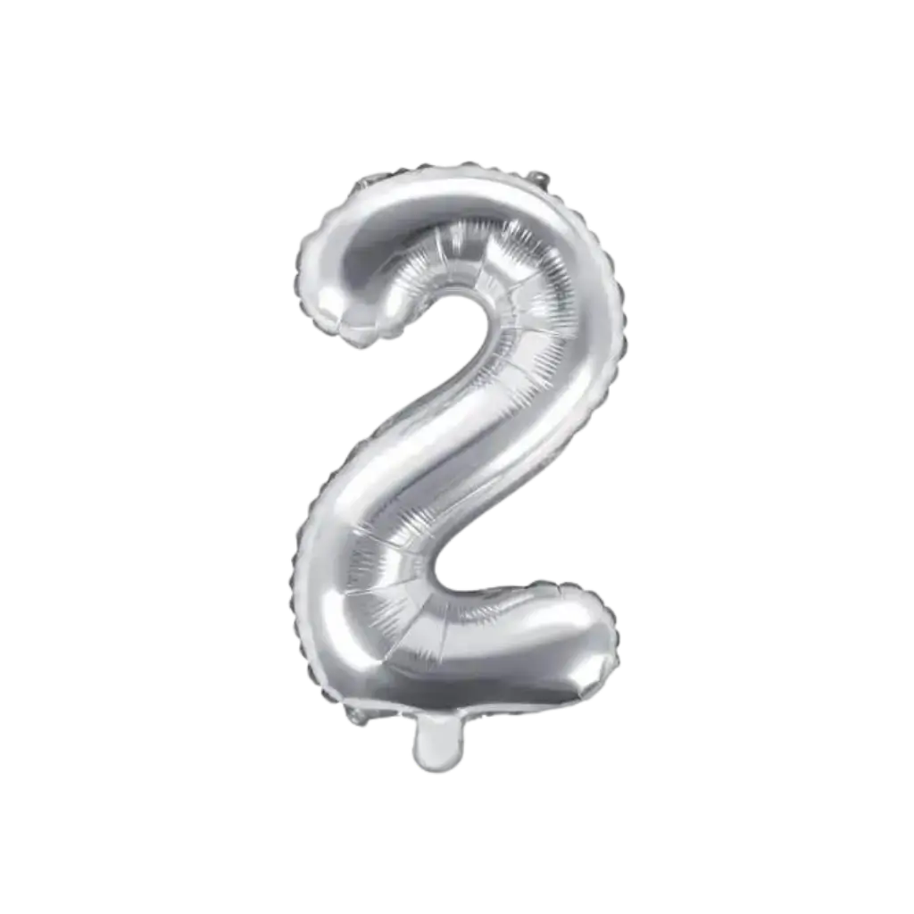 Ballon anniversaire chiffre 2 Argent 35cm 