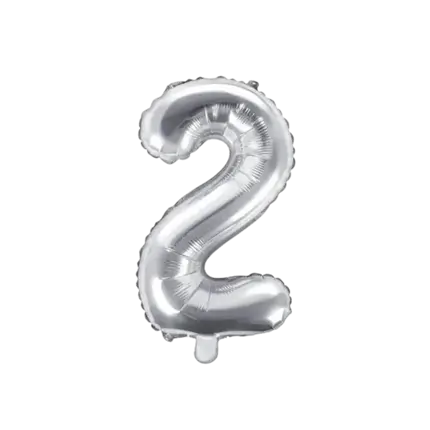 Ballon anniversaire chiffre 2 Argent 35cm 