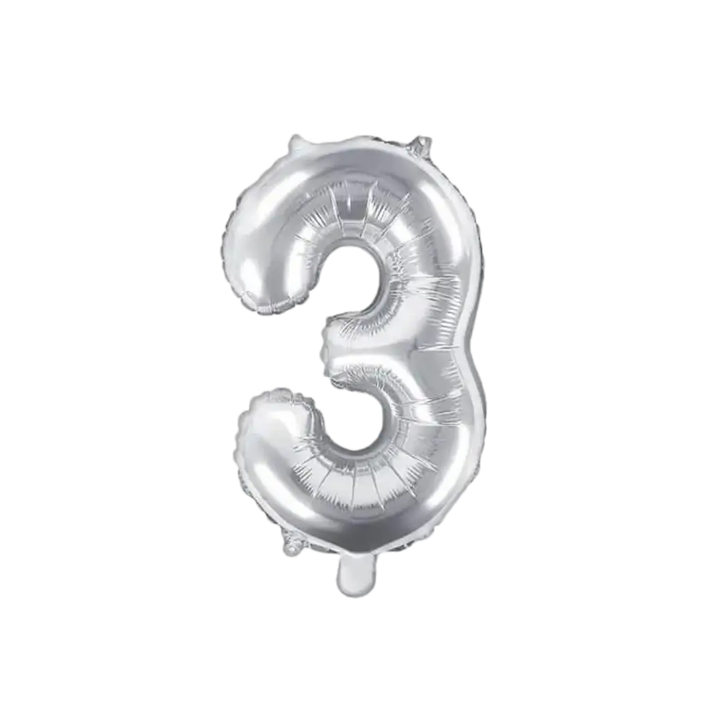 Ballon anniversaire chiffre 3 Argent 35cm 