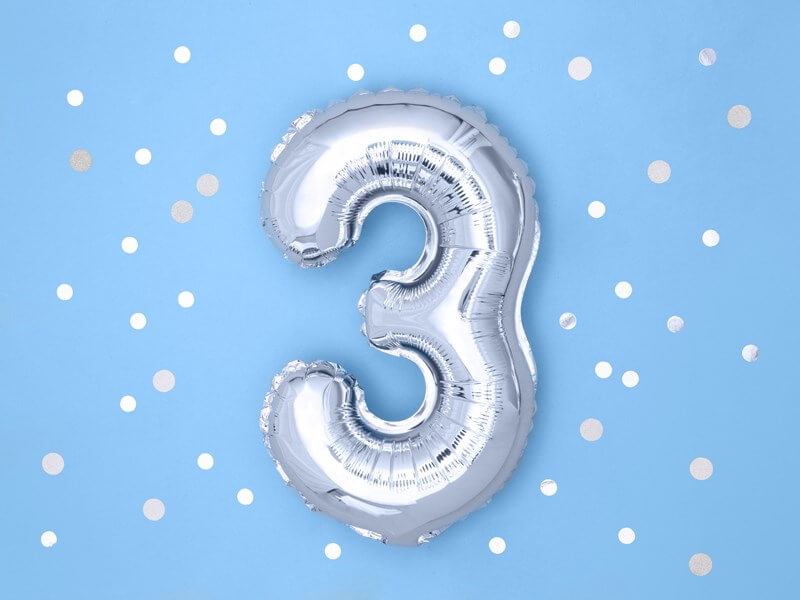 Ballon anniversaire chiffre 3 Argent 35cm 
