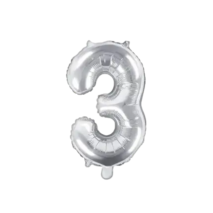 Ballon anniversaire chiffre 3 Argent 35cm 