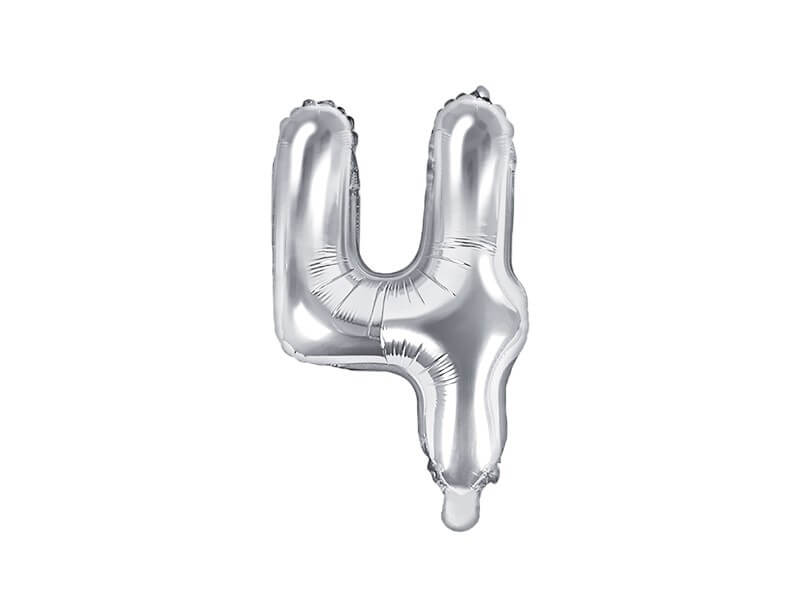 Ballon anniversaire chiffre 4 Argent 35cm 