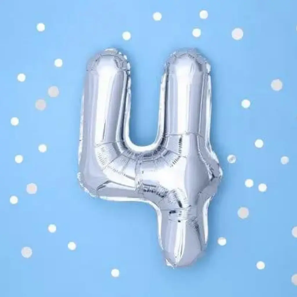 Ballon anniversaire chiffre 4 Argent 35cm 