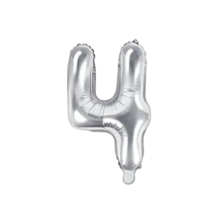 Ballon anniversaire chiffre 4 Argent 35cm 