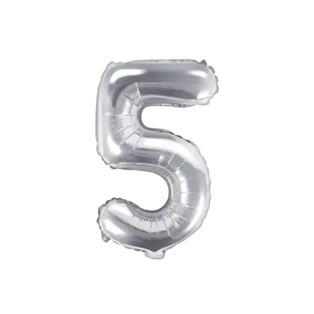 Ballon anniversaire chiffre 5 Argent 35cm 