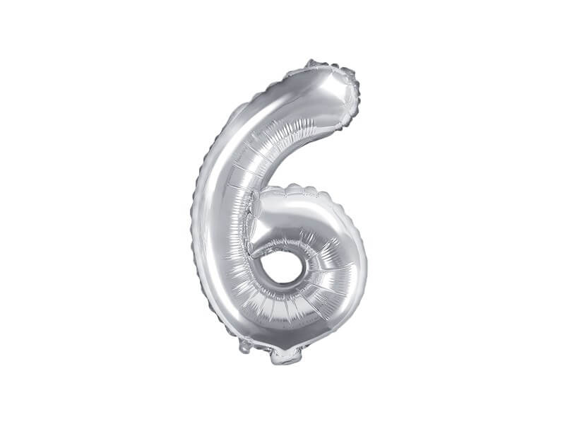 Ballon Anniversaire Chiffre 6 Argent 35cm 
