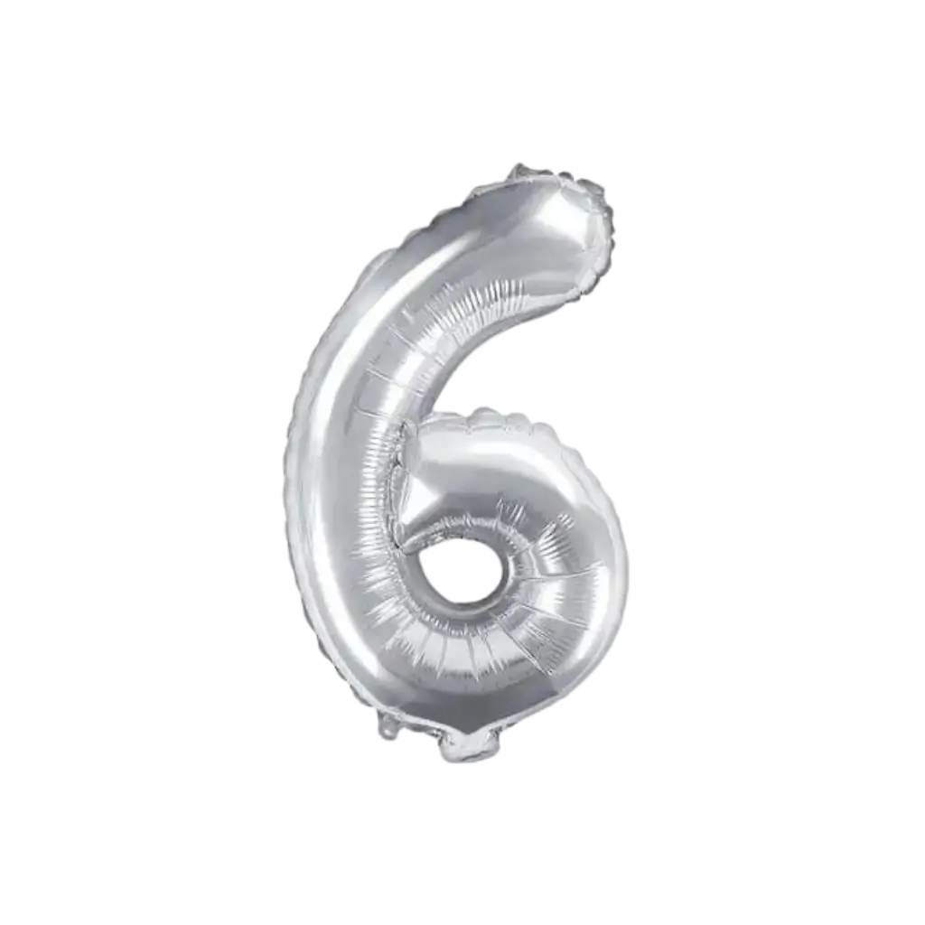 Ballon Anniversaire Chiffre 6 Argent 35cm 