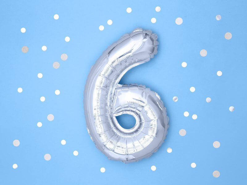 Ballon Anniversaire Chiffre 6 Argent 35cm 