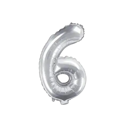 Ballon Anniversaire Chiffre 6 Argent 35cm 