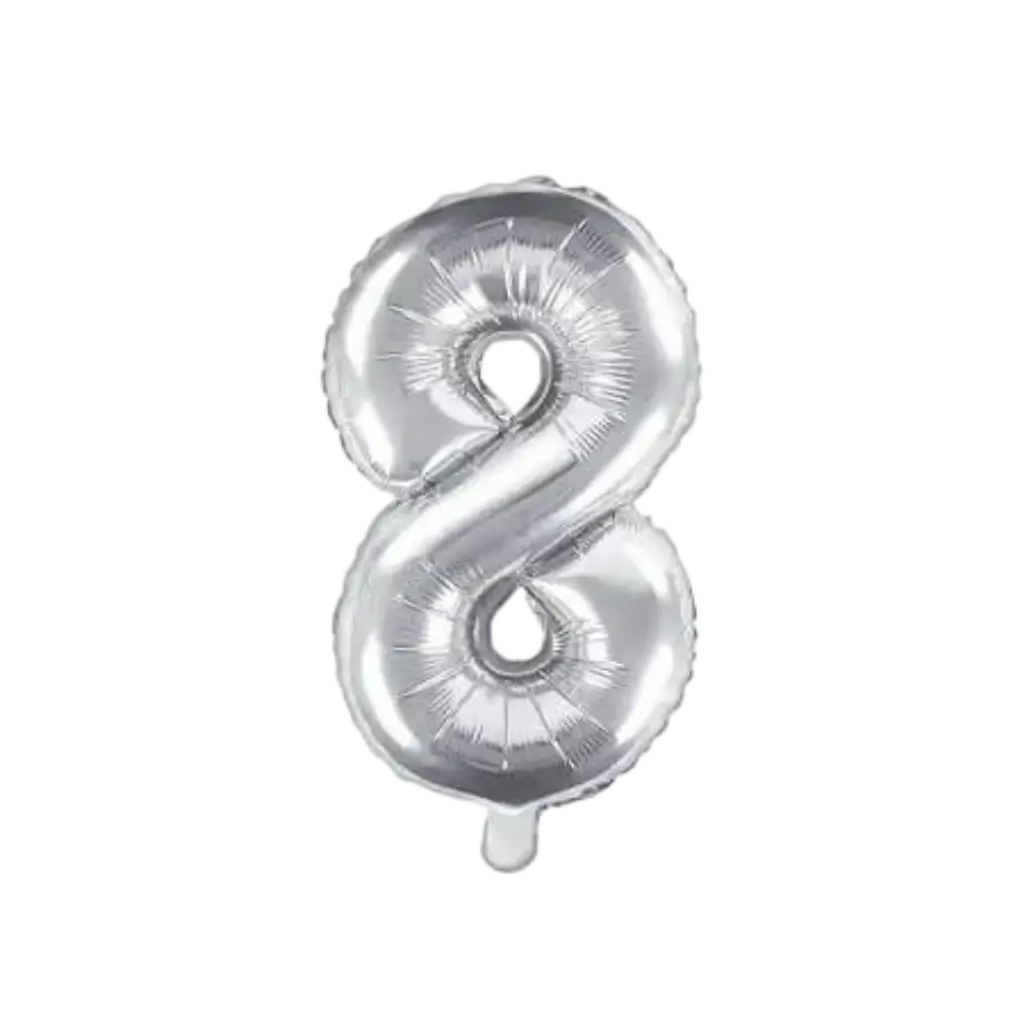 Ballon anniversaire chiffre 8 Argent 35cm 