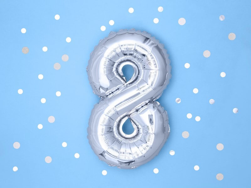 Ballon anniversaire chiffre 8 Argent 35cm 