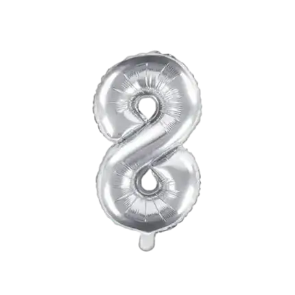 Ballon anniversaire chiffre 8 Argent 35cm 