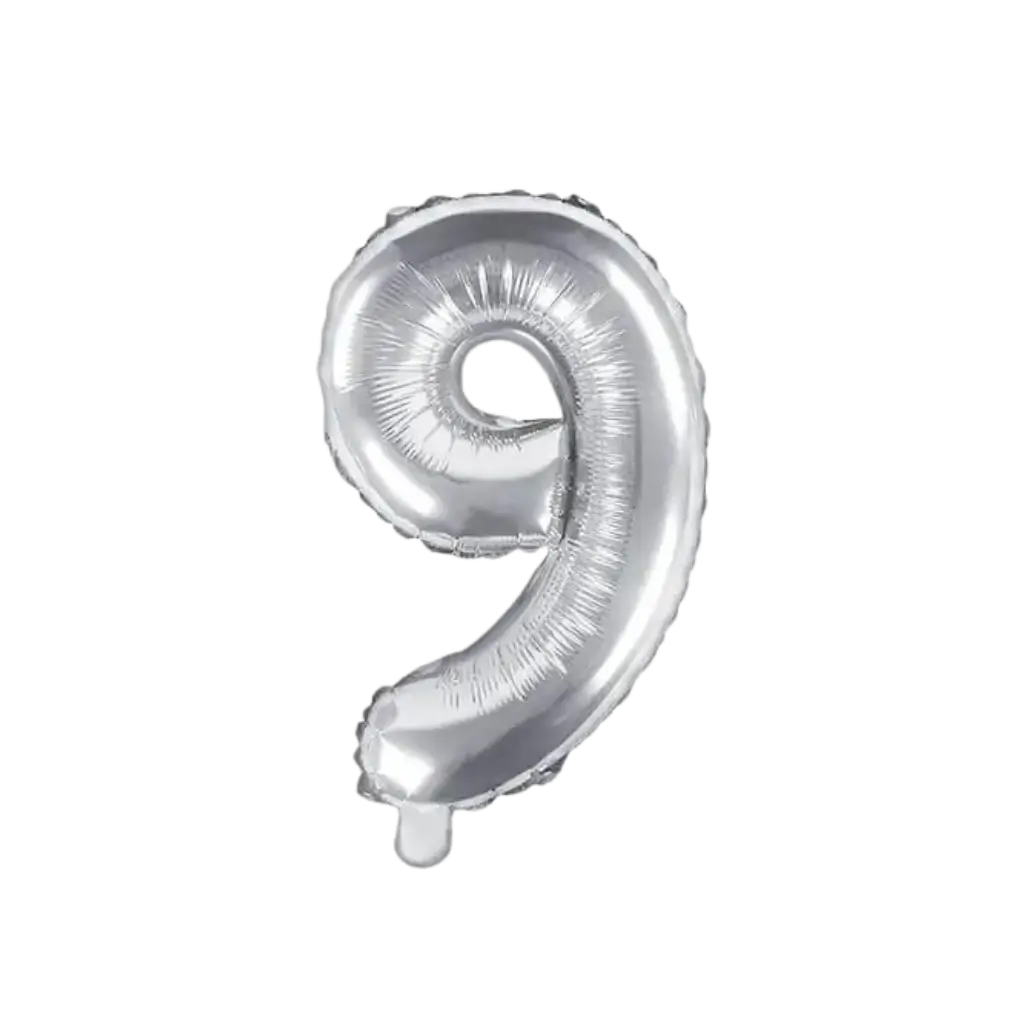 Ballon anniversaire chiffre 9 Argent 35cm 