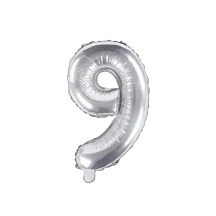 Ballon anniversaire chiffre 9 Argent 35cm 