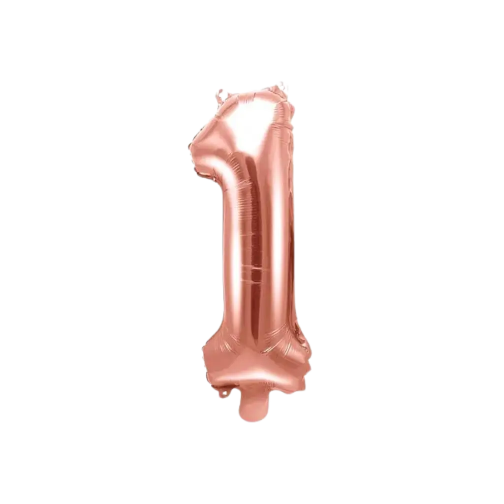 Ballon anniversaire chiffre 1 Or Rose 35cm 