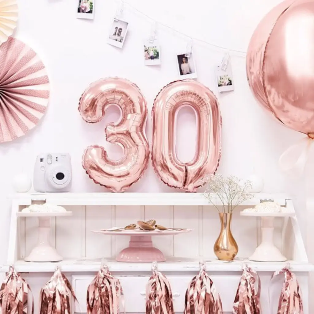 Ballon anniversaire chiffre 3 Or Rose 35cm 