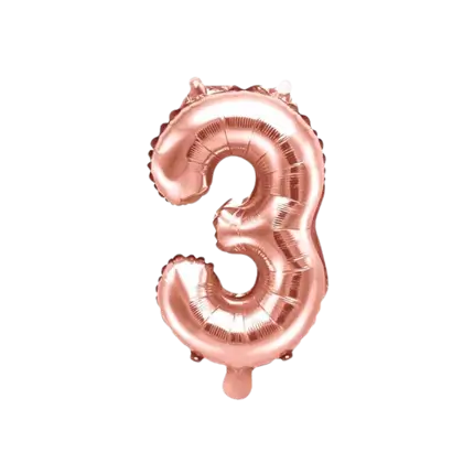 Ballon anniversaire chiffre 3 Or Rose 35cm 