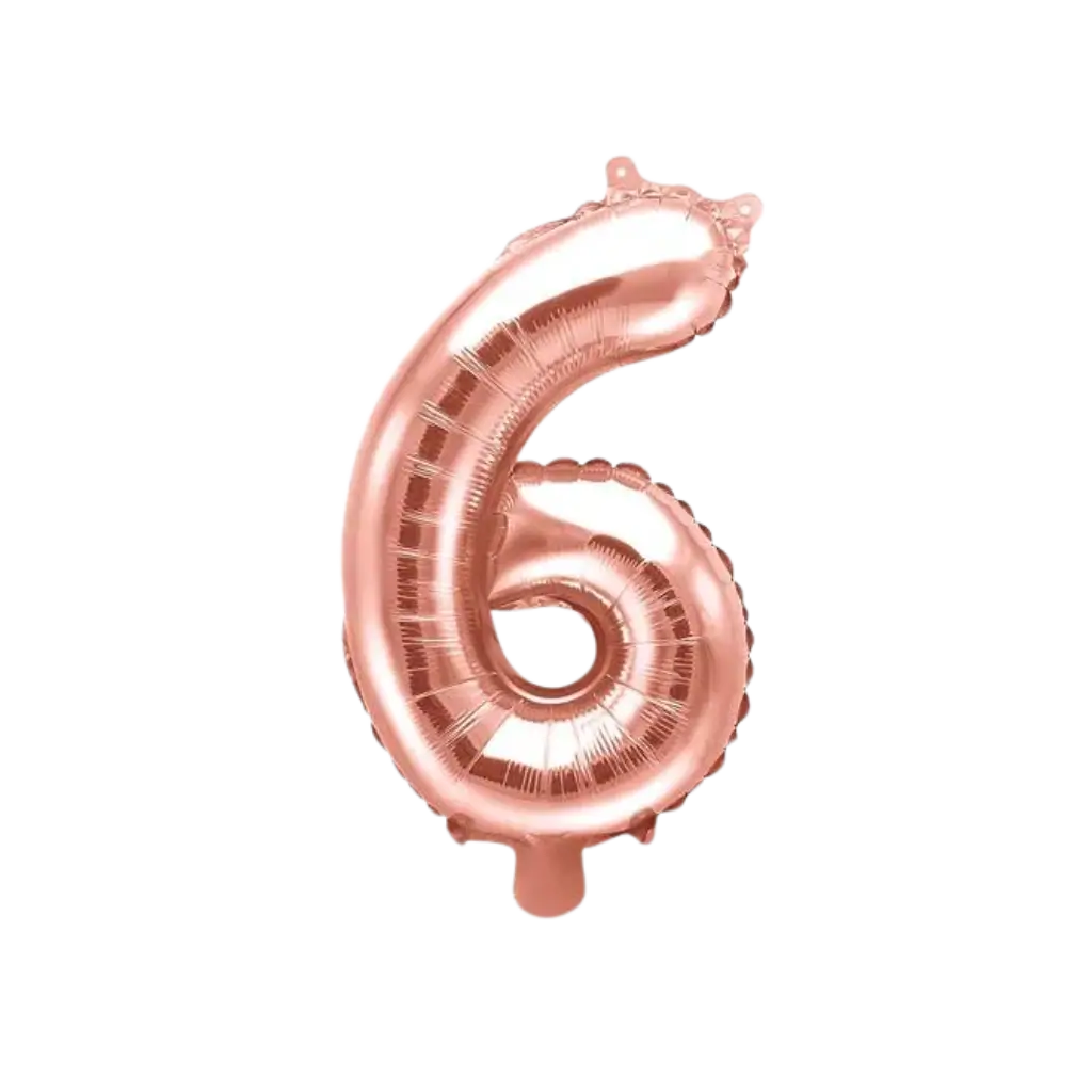 Ballon anniversaire chiffre 6 Or Rose 35cm 