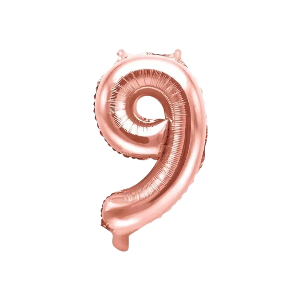 Ballon anniversaire chiffre 9 Or Rose 35cm 