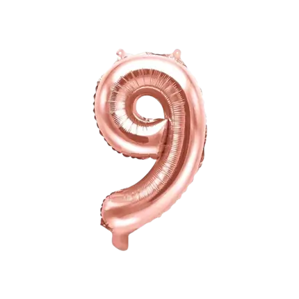 Ballon anniversaire chiffre 9 Or Rose 35cm 