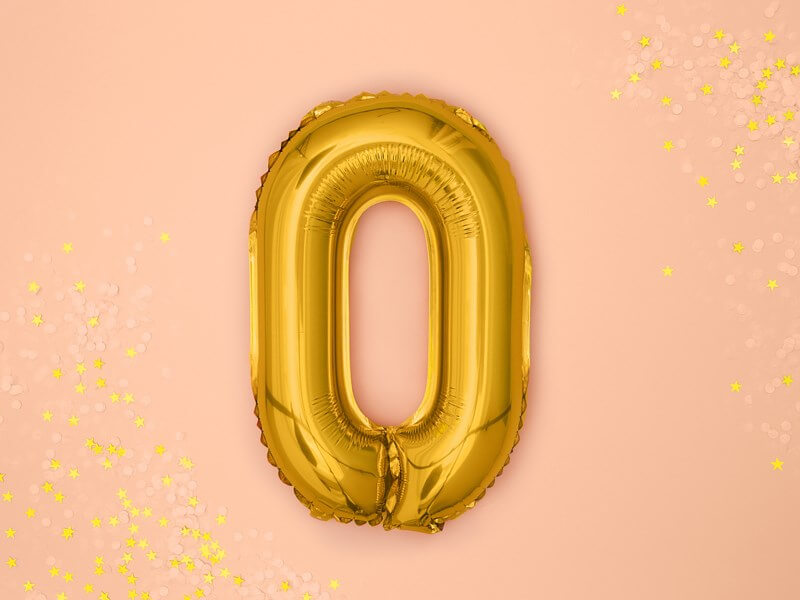 Ballon anniversaire chiffre 0 Or 35cm 